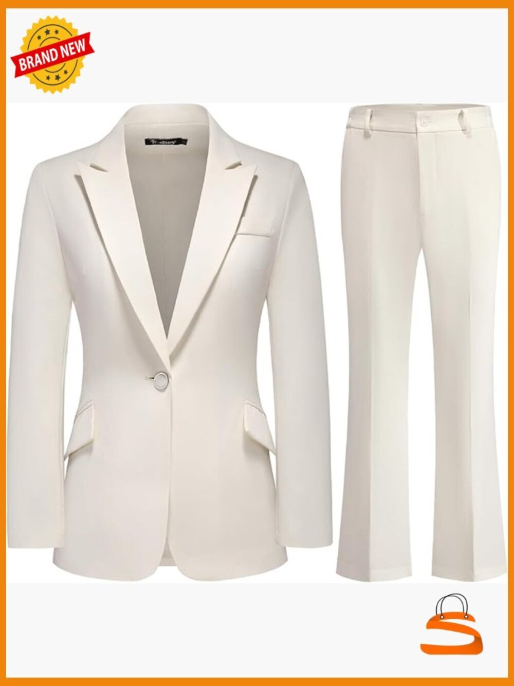 Pinstripe Blazer and Bootcut Pantsuit Set for Work Office